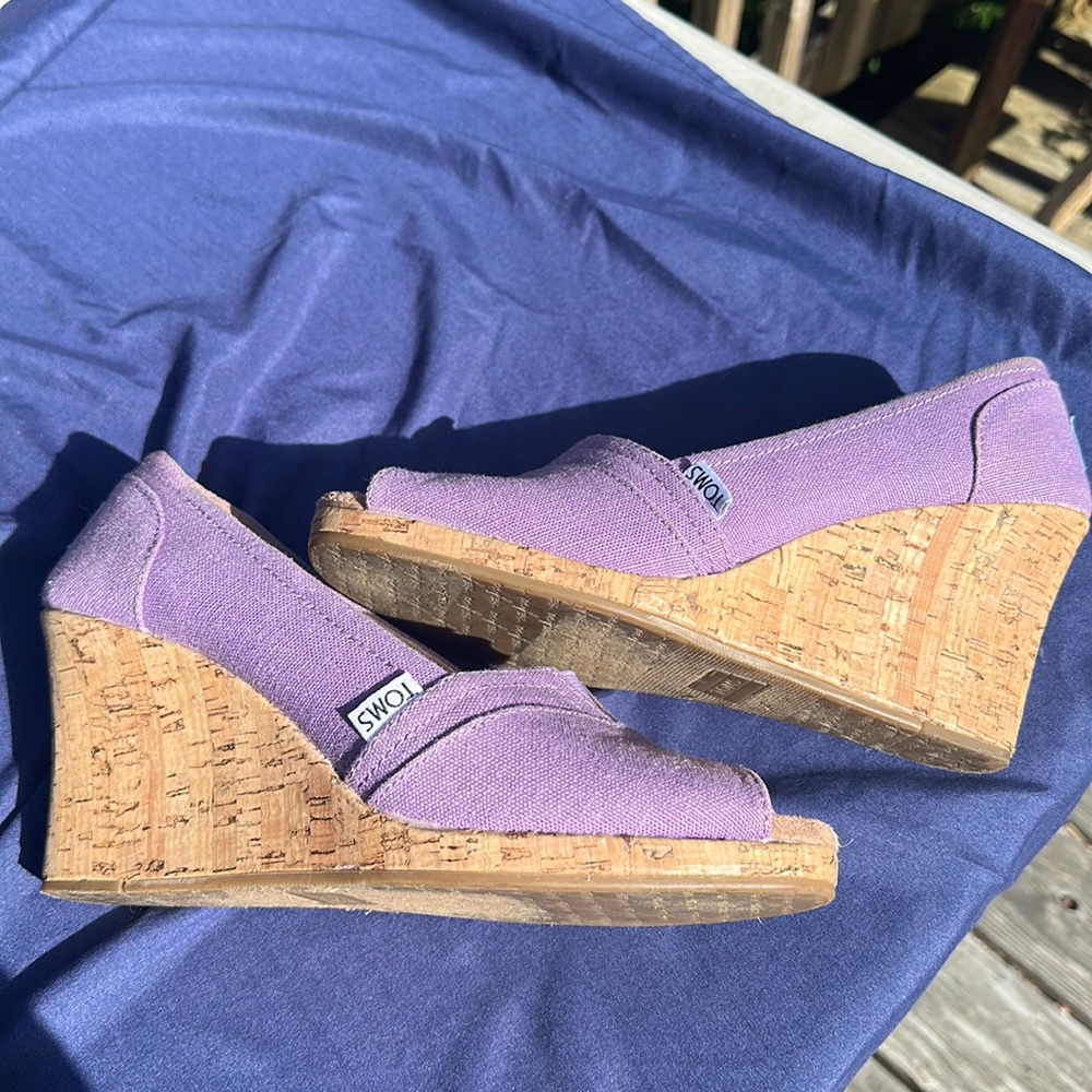 TOMS Classic cork Espadrille Wedge Sandal size 6w